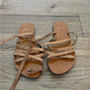 J. Crew Tan Studded Sandals